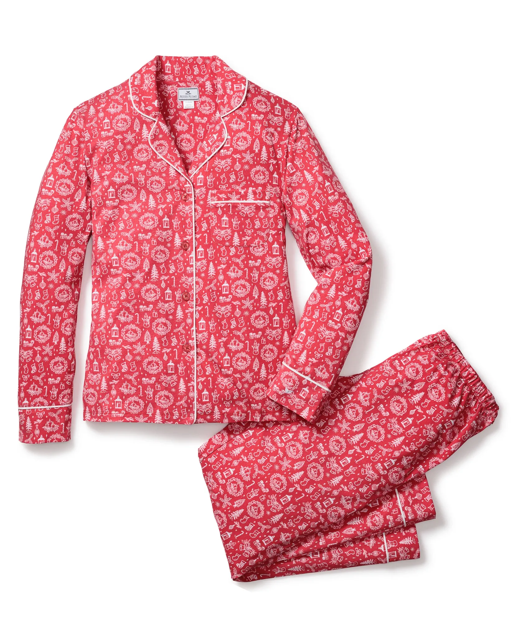 Women Petite Plume Women's Pima Pajama Set Whimsical Winter Saks x