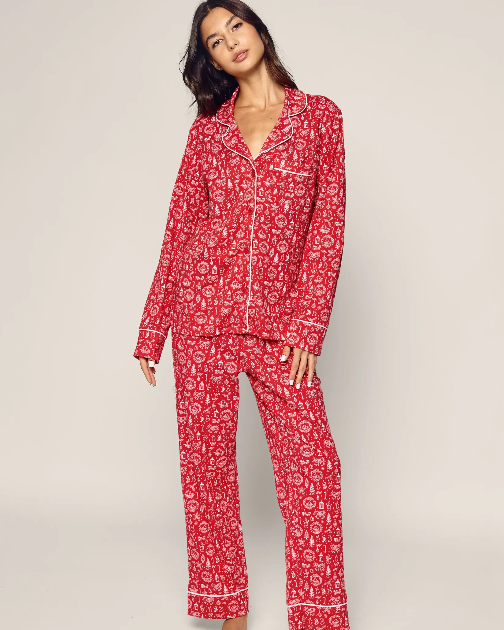 Women Petite Plume Women's Pima Pajama Set Whimsical Winter Saks x