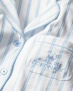 Women Petite Plume Women's Pima Periwinkle Stripe Short Set Hotel del Coronado x