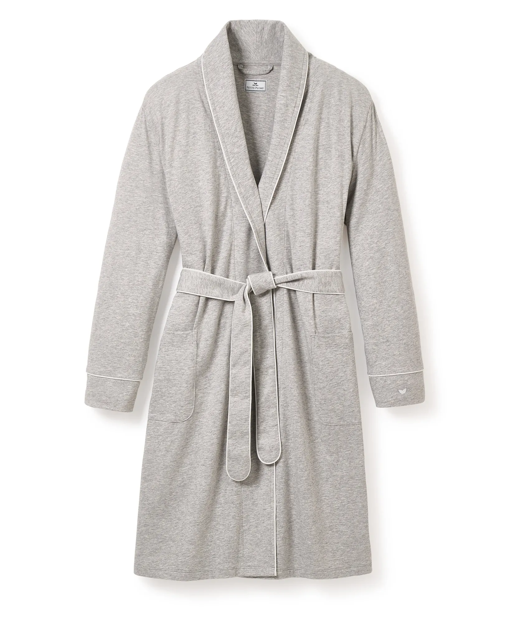 Women Petite Plume Women's Pima Robe in Light Heather Grey