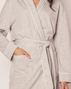 Women Petite Plume Women's Pima Robe in Light Heather Grey