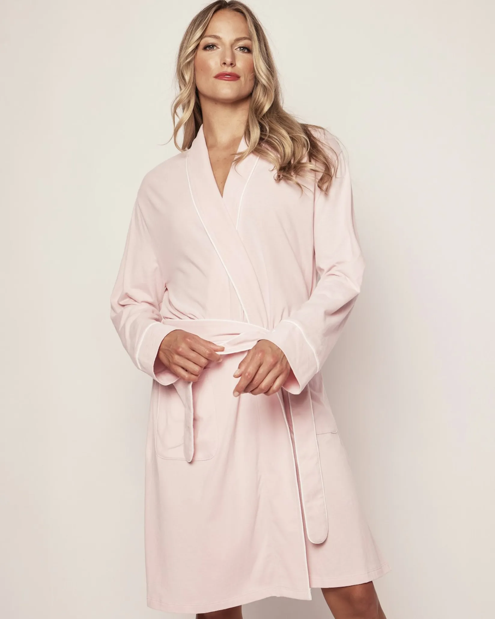 Women Petite Plume Women's Pima Robe in Light Heather Grey