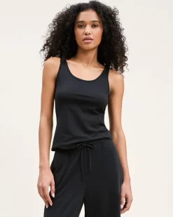 Women Petite Plume Women's Pima Scoop Tank in Black