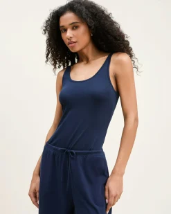 Women Petite Plume Women's Pima Scoop Tank in Black