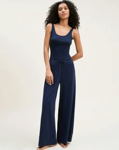 Women Petite Plume Women's Pima Scoop Tank in Navy
