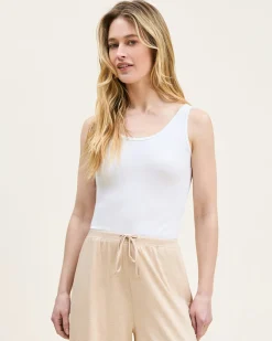 Women Petite Plume Women's Pima Scoop Tank in Navy