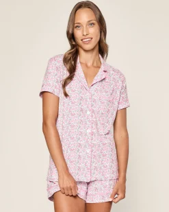 Women Petite Plume Women's Pima Short Sleeve Short Set in