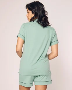 Women Petite Plume Women's Pima Short Sleeve Short Set in Seaglass