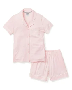 Women Petite Plume Women's Pima Short Sleeve Short Set in Seaglass