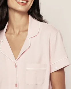 Women Petite Plume Women's Pima Short Sleeve Short Set in Seaglass