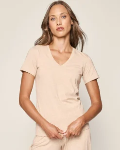 Women Petite Plume Women's Pima Short Sleeve Top in Camel