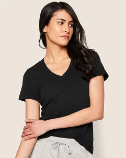 Women Petite Plume Women's Pima Short Sleeve Top in Camel