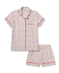 Women Petite Plume Women's Pima Short Sleeve Short Set in Cherry Orchard