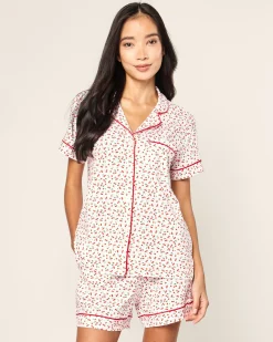 Women Petite Plume Women's Pima Short Sleeve Short Set in Cherry Orchard