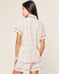Women Petite Plume Women's Pima Short Sleeve Short Set in Cherry Orchard