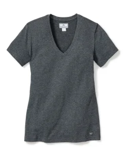 Women Petite Plume Women's Pima Short Sleeve Top in Dark Heather Grey