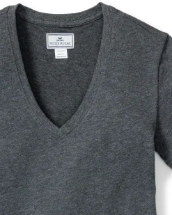 Women Petite Plume Women's Pima Short Sleeve Top in Dark Heather Grey
