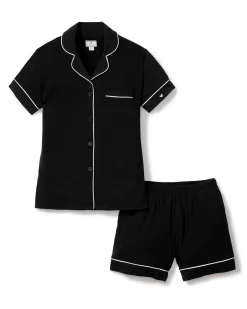 Women Petite Plume Women's Pima Short Sleeve Short Set in Mystique Blue