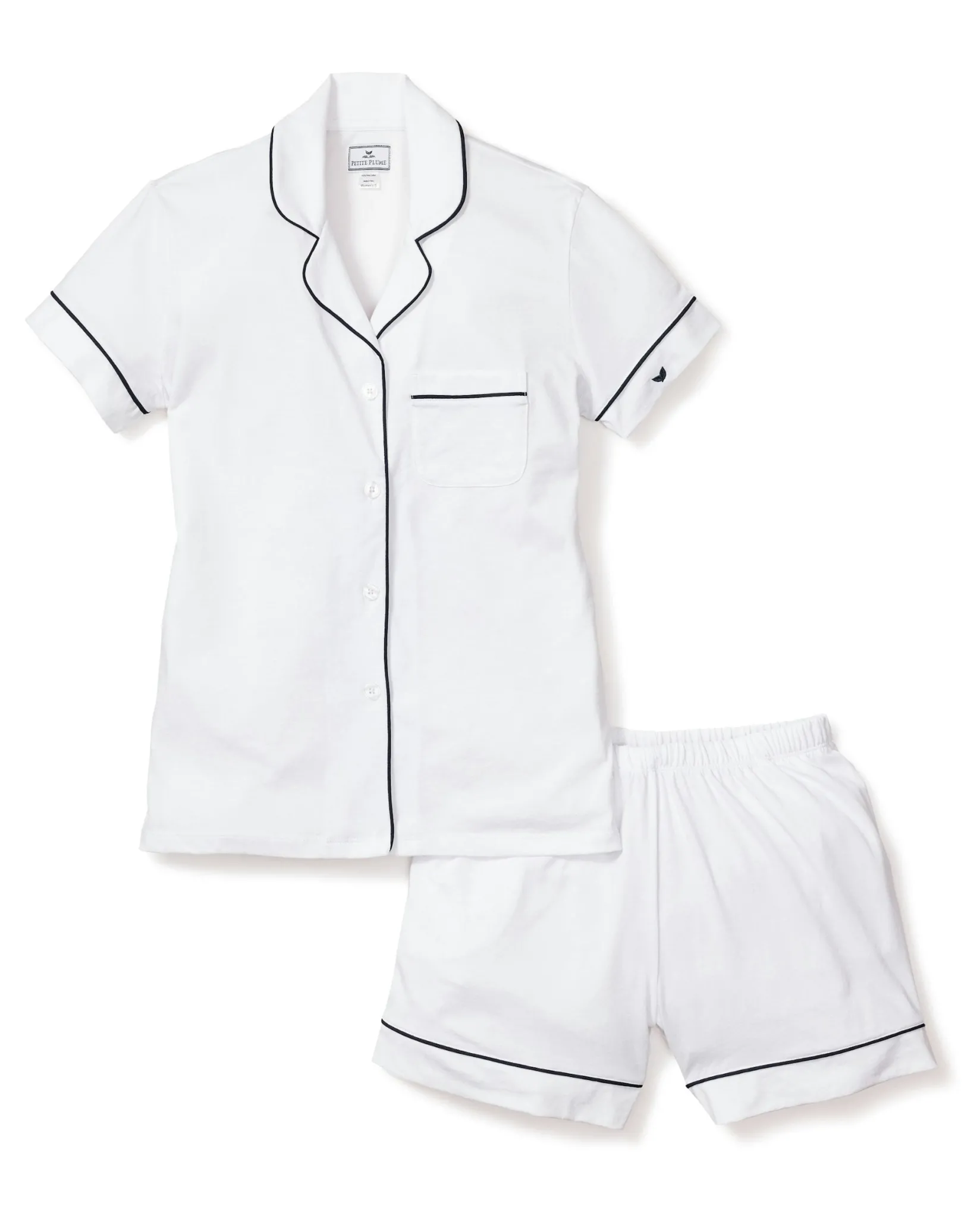 Women Petite Plume Women's Pima Short Sleeve Short Set in Mystique Blue