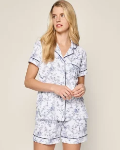 Women Petite Plume Women's Pima Short Sleeve Short Set in Timeless Toile
