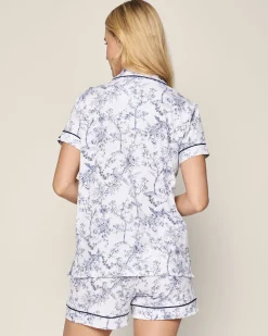 Women Petite Plume Women's Pima Short Sleeve Short Set in Timeless Toile