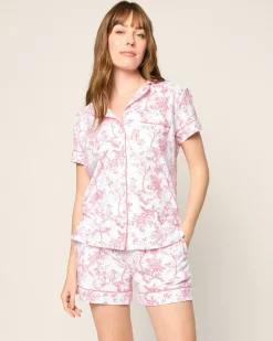 Women Petite Plume Women's Pima Short Sleeve Short Set in Timeless Toile