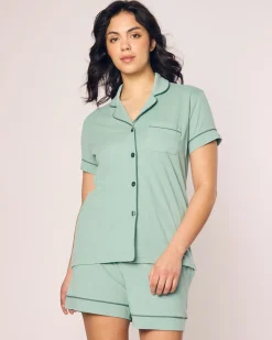 Women Petite Plume Women's Pima Short Sleeve Short Set in Pink