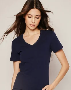 Women Petite Plume Women's Pima Short Sleeve Top in Navy
