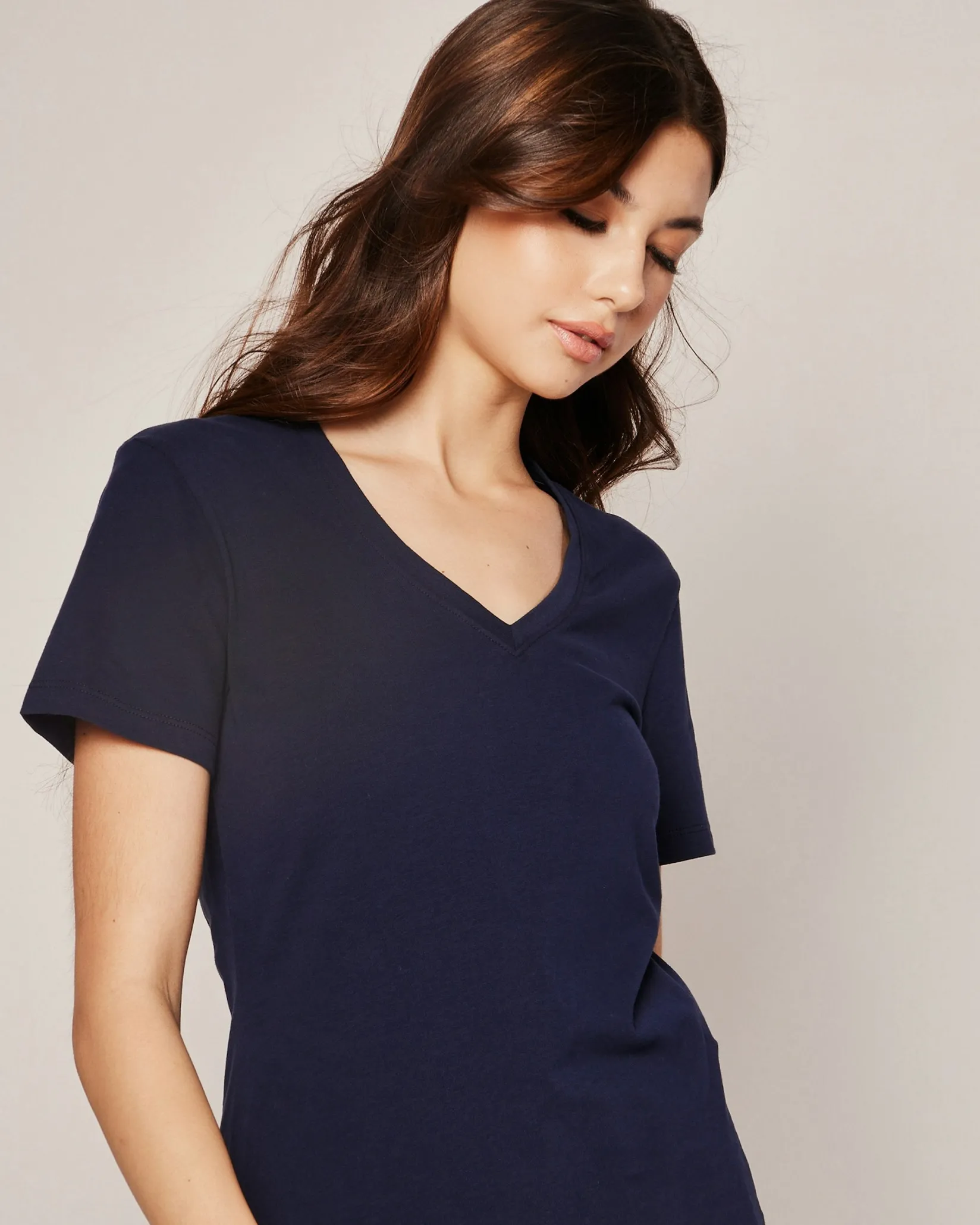 Women Petite Plume Women's Pima Short Sleeve Top in Navy