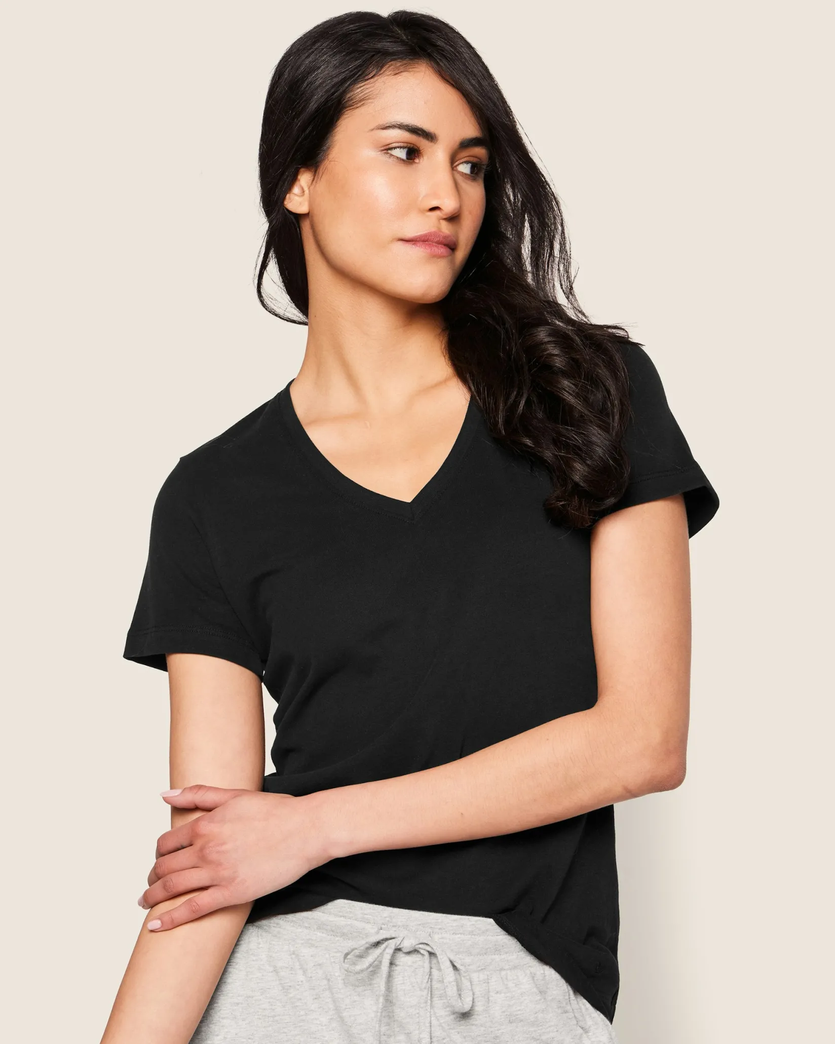 Women Petite Plume Women's Pima Short Sleeve Top in Navy