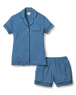 Women Petite Plume Women's Pima Short Sleeve Short Set in Black