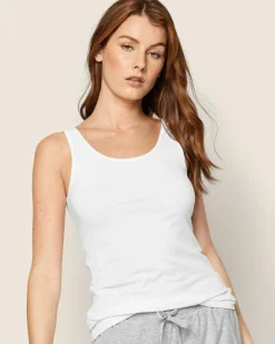 Women Petite Plume Women's Pima Tank Top in White