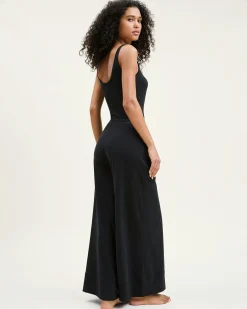 Women Petite Plume Women's Pima Wide-Leg Lounge Pant in Black