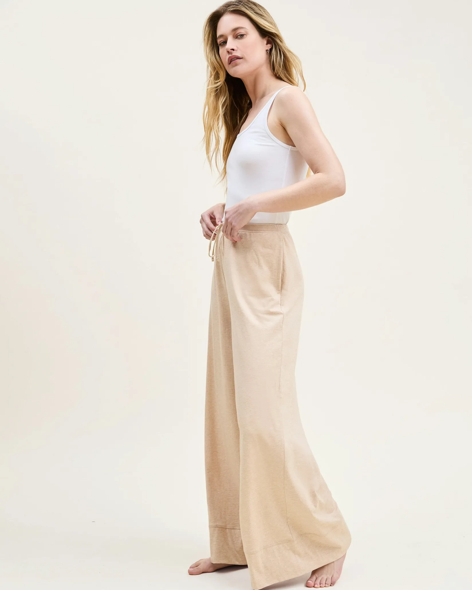 Women Petite Plume Women's Pima Wide-Leg Lounge Pant in Black