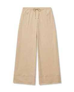 Women Petite Plume Women's Pima Wide-Leg Lounge Pant in Camel