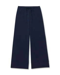Women Petite Plume Women's Pima Wide-Leg Lounge Pant in Navy