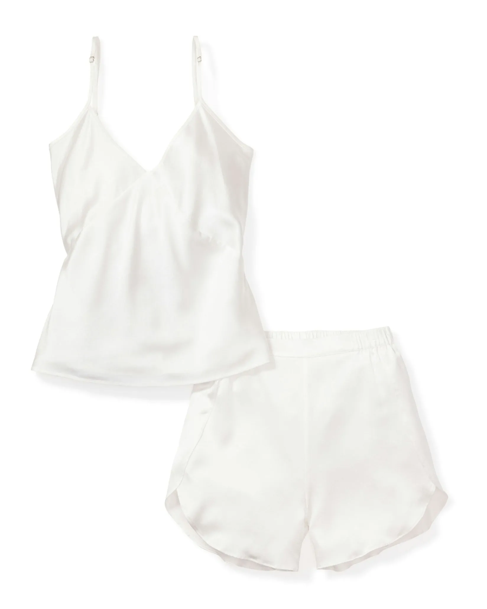 Women Petite Plume Women's Silk Cami Short Set in White