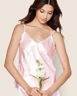 Women Petite Plume Women's Silk Cami Short Set in White