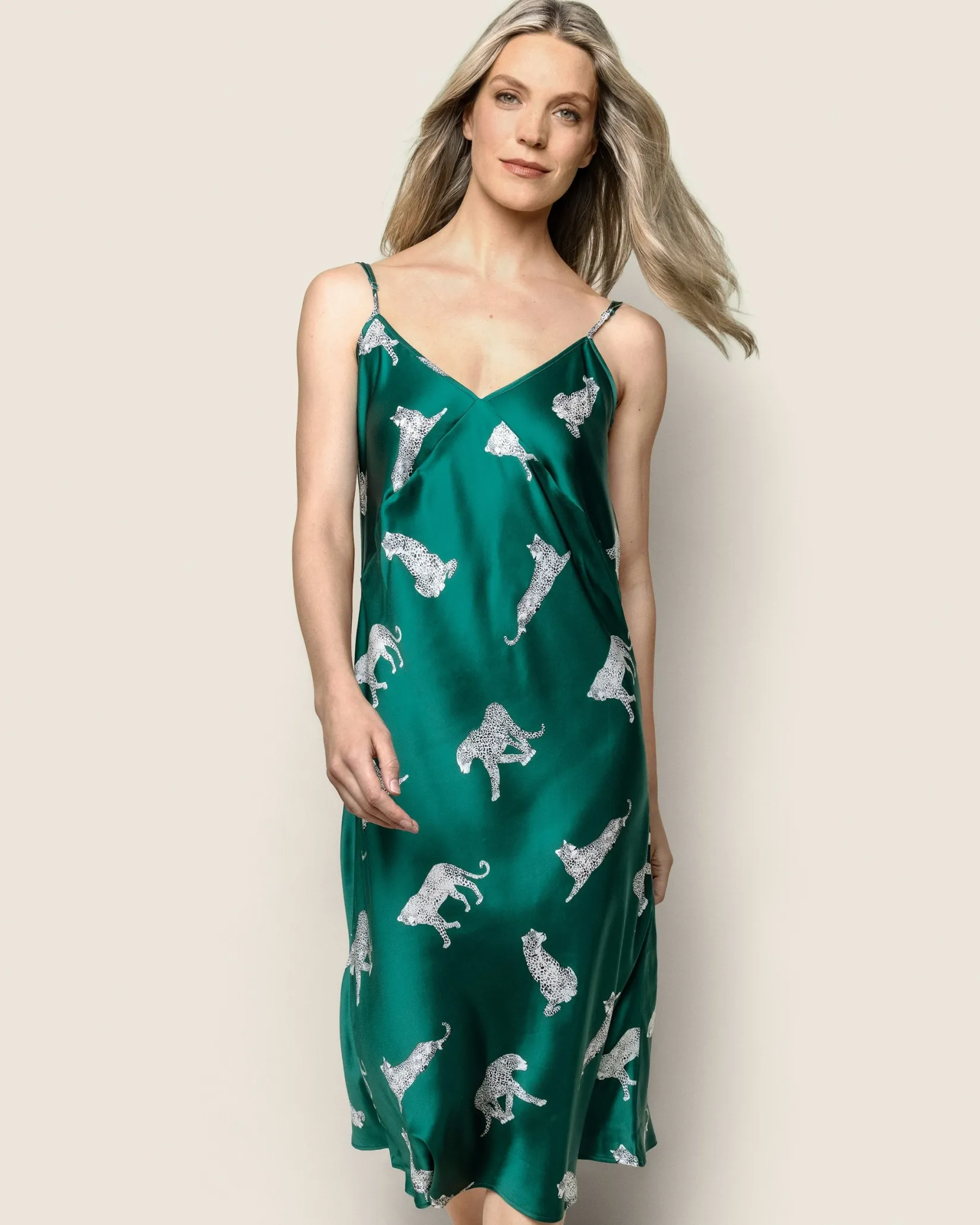 Women Petite Plume Women's Silk Cosette Nightgown in Panthère de Luxe