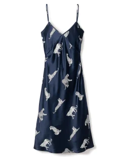 Women Petite Plume Women's Silk Cosette Nightgown in Panthère de Nuit