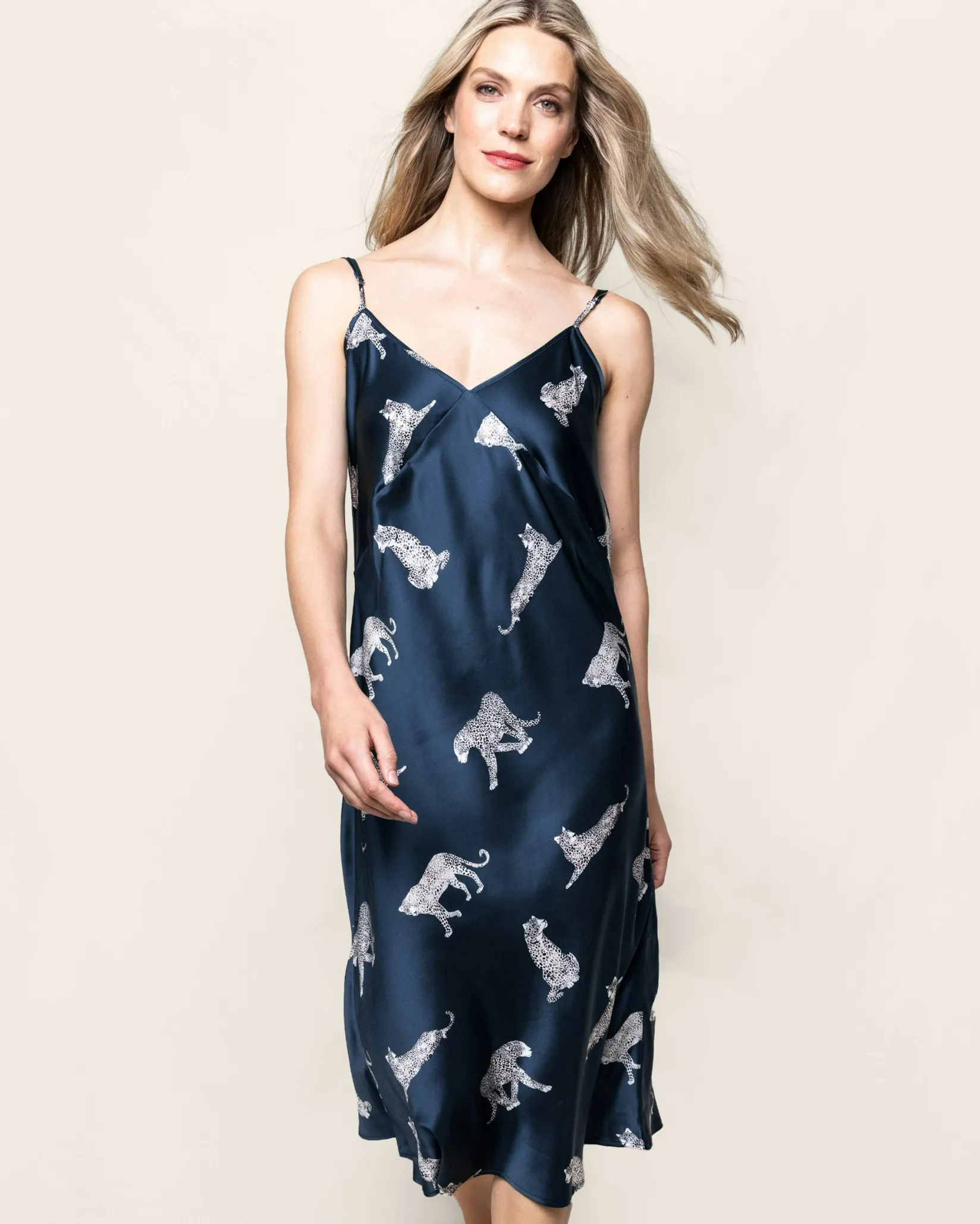 Women Petite Plume Women's Silk Cosette Nightgown in Panthère de Nuit