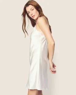 Women Petite Plume Women's Silk Lace Slip Dress in Periwinkle