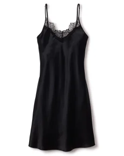Women Petite Plume Women's Silk Lace Slip Dress in White