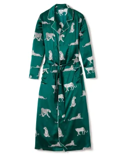 Women Petite Plume Women's Silk Long Robe in Panthere De Luxe