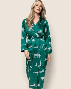 Women Petite Plume Women's Silk Long Robe in Panthere De Luxe