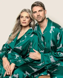 Women Petite Plume Women's Silk Long Robe in Panthere De Luxe
