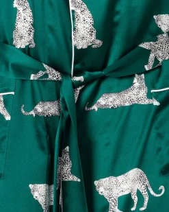 Women Petite Plume Women's Silk Long Robe in Panthere De Luxe