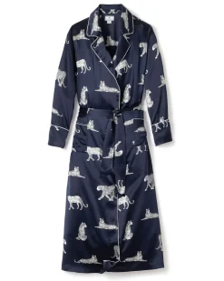 Women Petite Plume Women's Silk Long Robe in Panthere De Luxe