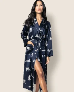 Women Petite Plume Women's Silk Long Robe in Panthere De Luxe