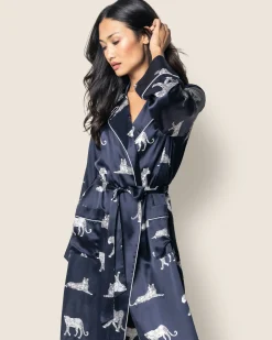Women Petite Plume Women's Silk Long Robe in Panthere De Luxe